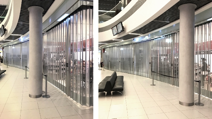 Protector sliding folding shutter FoldingPACK&reg; for BUD Budapest airport